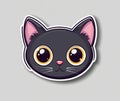 A cute black cat face icon isolated on white. Royalty Free Stock Photo