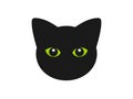 Cute black cat with green eyes. Cat head icon Royalty Free Stock Photo