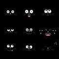 Cute black cat head set. Funny cartoon characters. Different emotions faces collection. Royalty Free Stock Photo