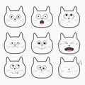 Cute black cat head set. Funny cartoon characters