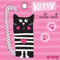 Cute black cat kitty vector illustration Royalty Free Stock Photo