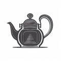 Cute black ceramic teapot, flat icon on white background