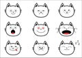 Cute black contour cat set. Funny cartoon characters. Emotion collection. Royalty Free Stock Photo