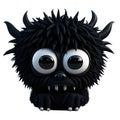 Cute black furry monster on a transparent background