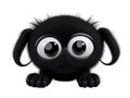 Cute black furry monster on a transparent background