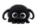 Cute black furry monster on a transparent background