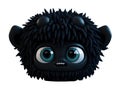 Cute black furry monster on a transparent background