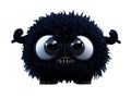 Cute black furry monster on a transparent background