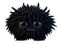 Cute black furry monster on a transparent background