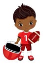 Cute Black Little Boy Playing American Football