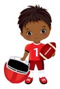 Cute Black Little Boy Playing American Football