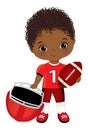 Cute Black Little Boy Playing American Football