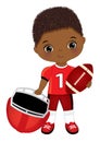 Cute Black Little Boy Playing American Football