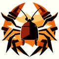 Cute black and orange bug on white background. Vector illustration. generative AI Royalty Free Stock Photo