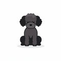 Cute Black Poodle Icon - Flat Vector Illustration