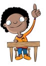 Cute black school girl raise hand in class