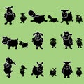 Cute black sheep poses design set