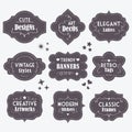 Cute black vintage and modern different shapes banners and message boards design elements set on off white