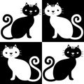 Cute black and white cat illustration Royalty Free Stock Photo
