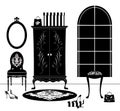 Boudoir Furniture Black and White Drawing