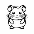 Eye-catching Black And White Hamster Drawing With Heavy Outlines