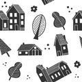 Cute black and white houses in scandinavian style Royalty Free Stock Photo