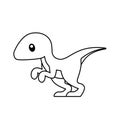 Cute Velociraptor Coloring Page Vector Illustration on White Royalty Free Stock Photo