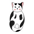 Cute black and white spotted cat isolated on white background. Vector illustration for children