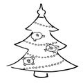 Funny cartoon vector pigs and xmas tree