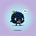 cute blackberry cartoon character angry, cartoon style, modern simple illustration