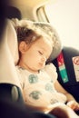 Safety Concept of baby in car seat.