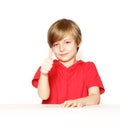 Cute blond boy in the red shirt Royalty Free Stock Photo