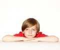 Cute blond boy in the red shirt Royalty Free Stock Photo