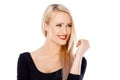 Cute blond girl with red lipstick on her lips Royalty Free Stock Photo