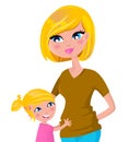 Cute blond mother and daughter isolated on white Royalty Free Stock Photo