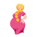 Cute Blond Pregnant Girl with Long Hair Pink Dress