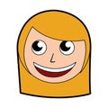 Cute blond women face cartoon