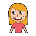 Cute blond women upperbody cartoon