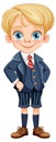 Cute blonde boy student in school uniform Royalty Free Stock Photo