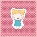 Cute Blonde Cartoon Style Cry Baby Girl Royalty Free Stock Photo