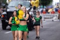 Cute blonde cheerleader at the parade