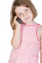 Cute Blonde Child Talking on the Phone Royalty Free Stock Photo