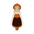 Cute blonde hair girl in national russian dress