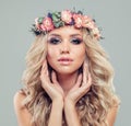 Cute Blonde Woman with Long Blonde Hair and Makeup