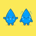 Cute Water Drop Characters Happy and Sad Expression