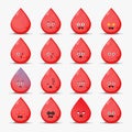 Cute blood with emoticons set