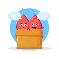 Cute blood mascot in the box. with a sad and happy expression