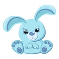 Cute blue aqua rabbit isolated on white background. Greeting card Happy Easter or Happy New Year banner with bunny in Royalty Free Stock Photo