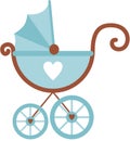 Cute blue baby boy carriage Royalty Free Stock Photo