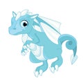 Cute blue baby dragon flying Royalty Free Stock Photo